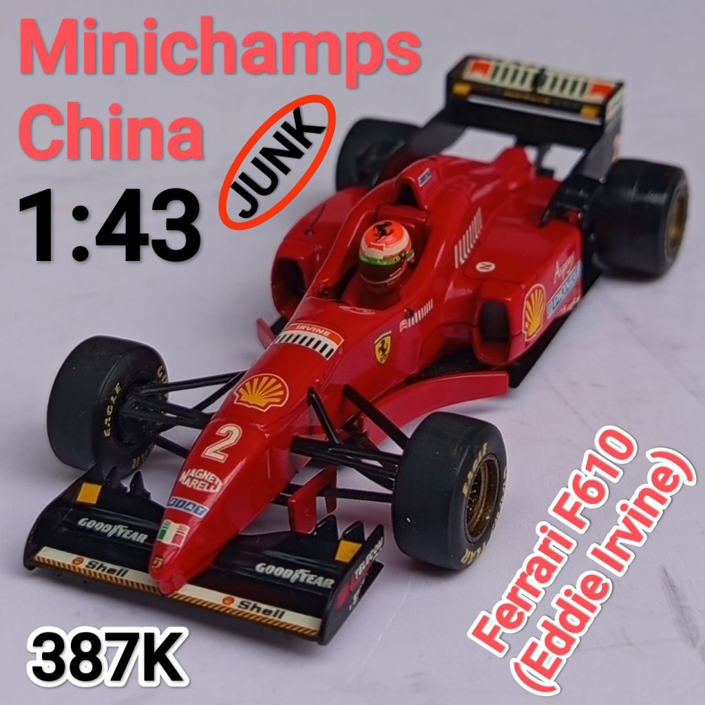Diecast Mini Scale 43 Model Minichamps Mobil Balap Formula F1 Ferrari F610 Eddie Irvine Merah Loose 
