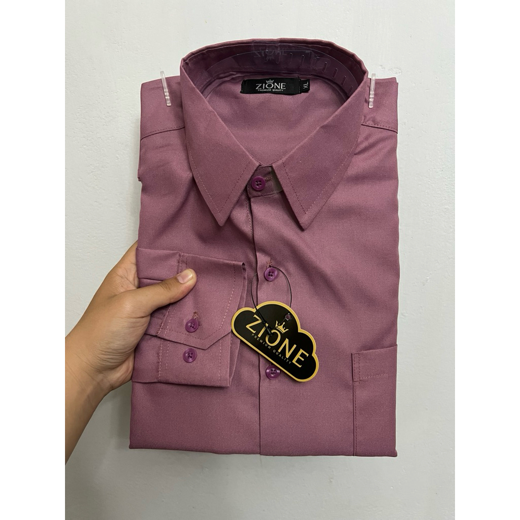 KEMEJA PRIA ZIONE - KEMEJA POLOS LENGAN PANJANG PRIA WARNA MAUVE