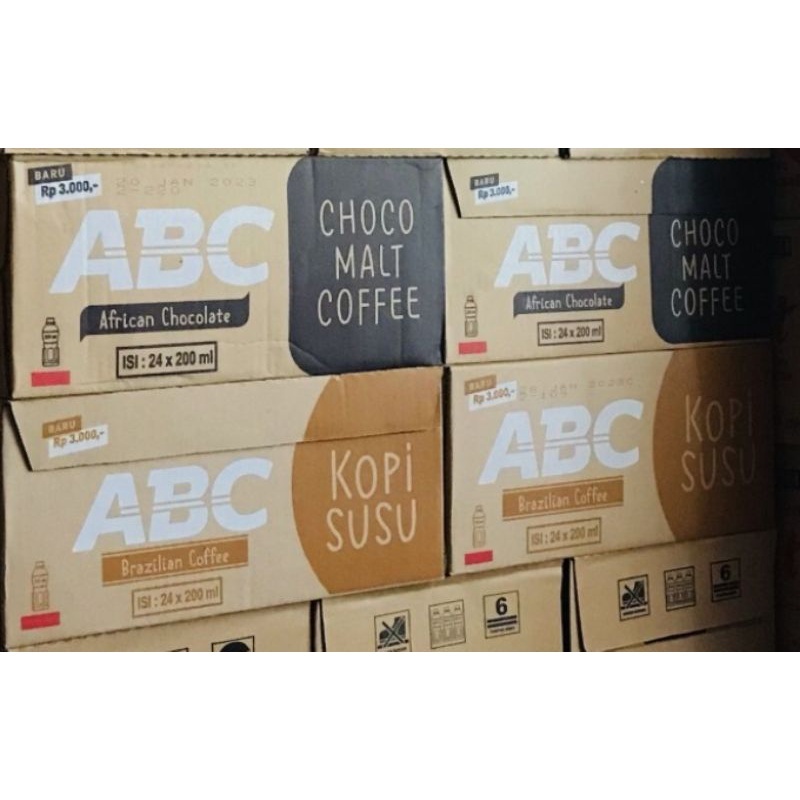 ABC Botol 1 Dus Isi 24 Botol 200 ML Kopi Susu Dan Choco Malt