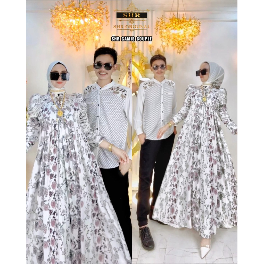 COUPLE DRESS SHR HITAM PUTIH | SARIMBIT LEBARAN TERBARU