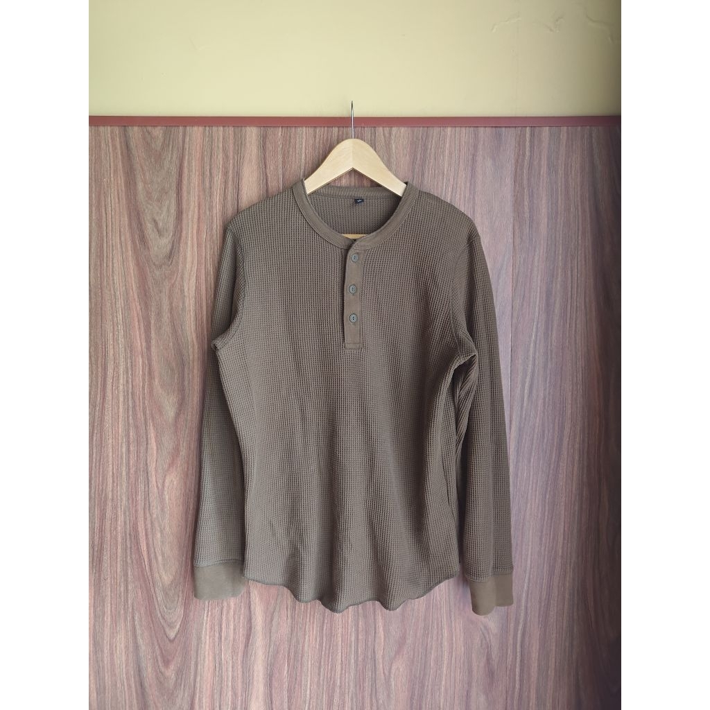 Baju Kaos Lengan Panjang Uniqlo Waffle Second