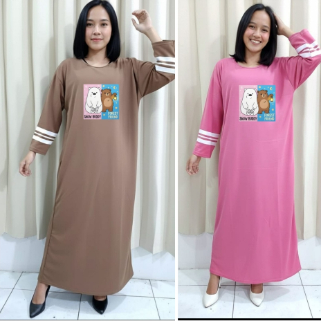 gamis wanita dewasa baju lengan panjang SNOW BUDDY baju kaos gamis kaos perempuan