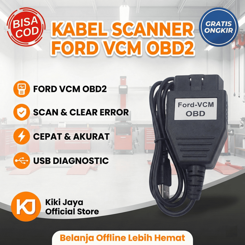 [KIKI] Kabel Scanner Mobil Ford VCM OBD2 USB Diagnostic Interface Scan ECU Cek Error Check Engine Co