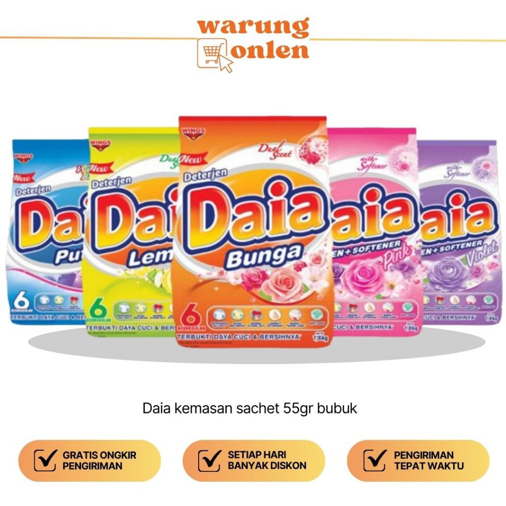 Daia Detergent Bubuk Sabun Pencuci Baju 1 Sachet (46gr)