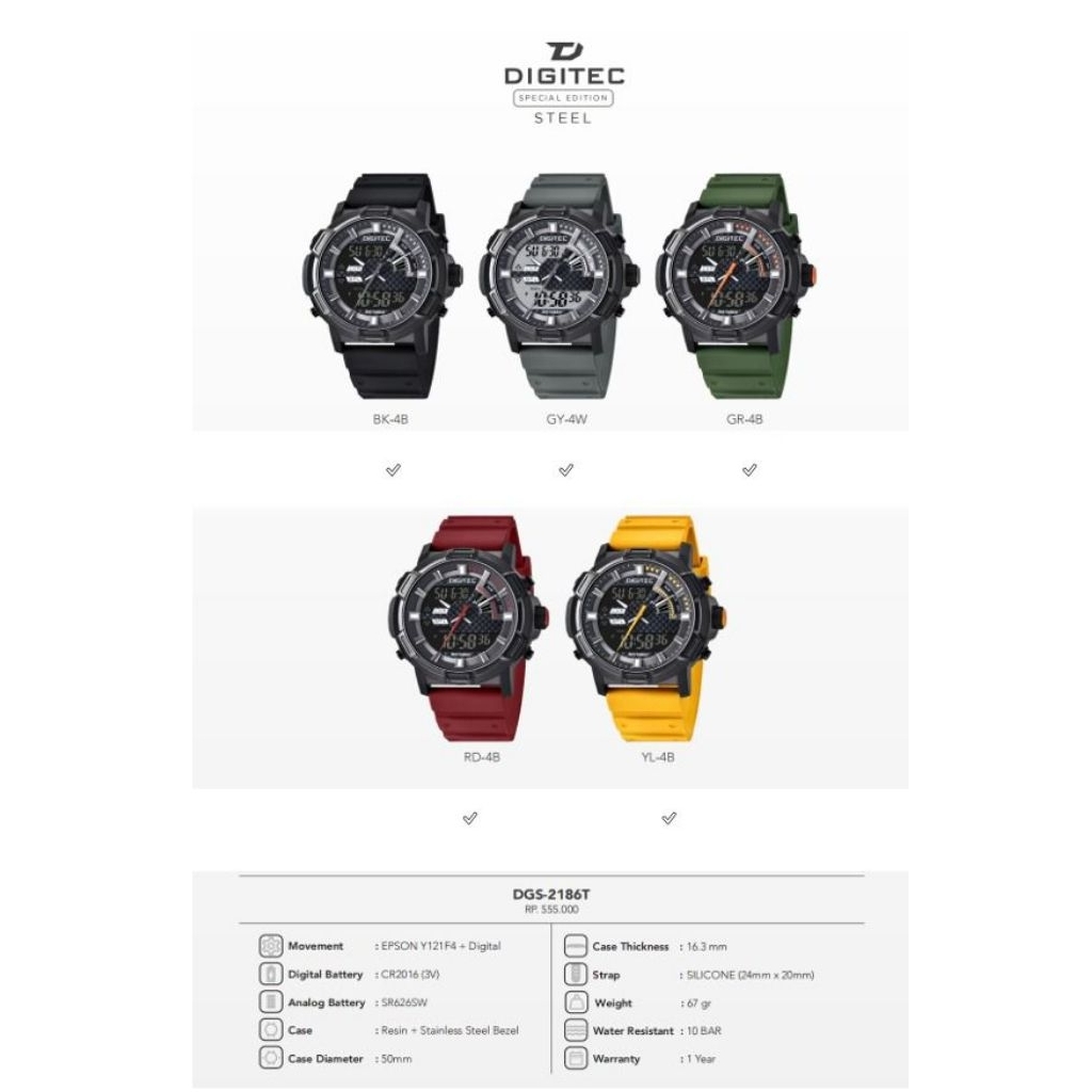 Jam Tangan Pria Terbaru Merk Digitec DGS-2186T Original Bergaransi