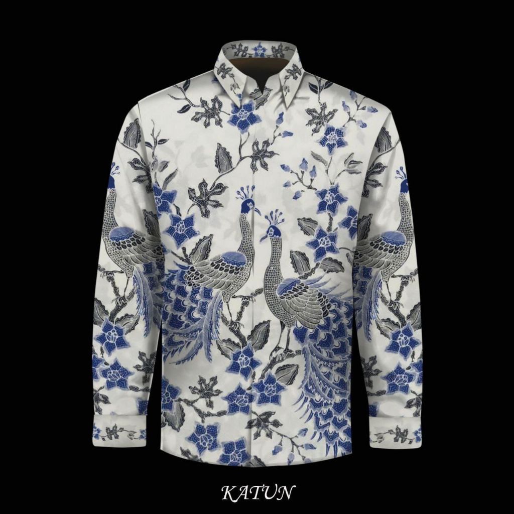kain batik tulis pria katun warna biru putih. er
