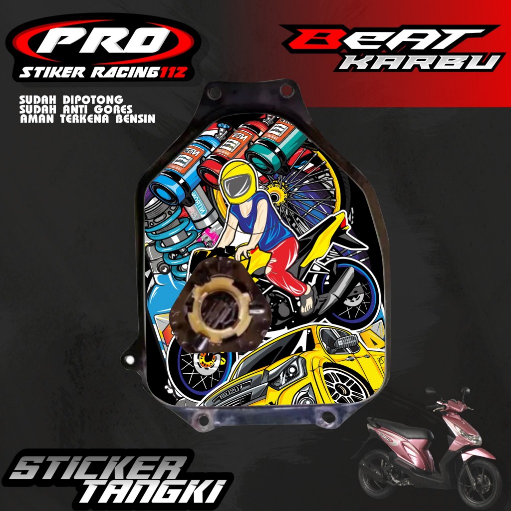 STIKER TANGKI BEAT KARBU STIKER TANGKI BENSIN MOTOR BEAT KARBU WATERPROF