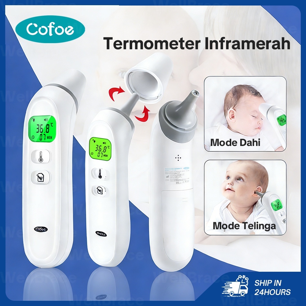 Cofoe Ear Thermometer Bayi Termometer Suhu Badan Digital Non-Kontak Untuk Tubuh Dahi Dan Telinga