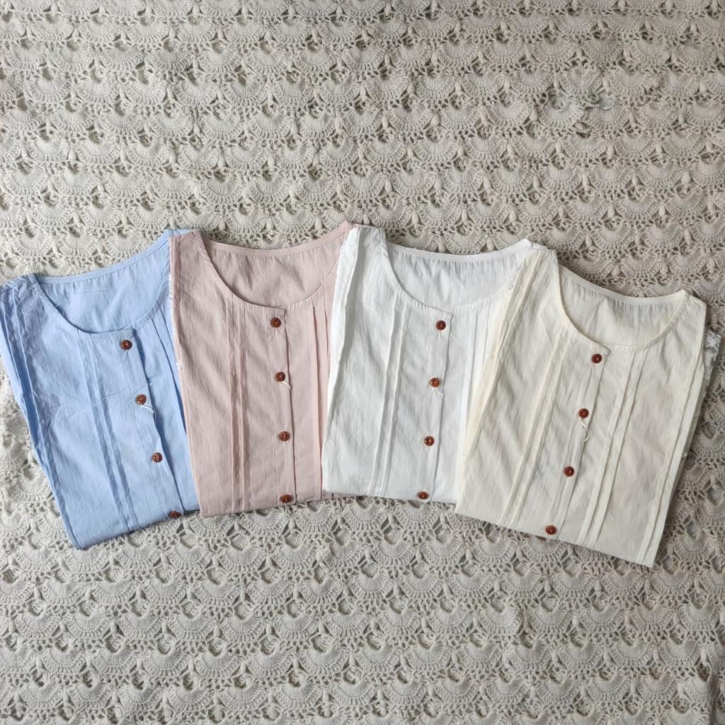 Blouse Poplin Brokat Korean Style Atasan Pendek Wanita | Atasan wanita | Blouse brokat | Blouse leng