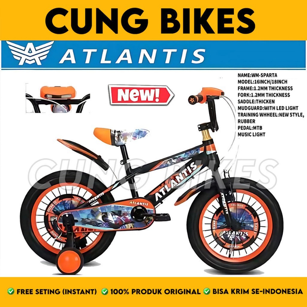 Sepeda Anak Laki BMX 12 16 18 inch ATLANTIS SPARTA NEW Untuk usia 2-8 Tahun