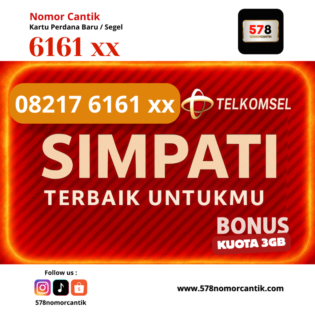 Kartu Perdana Nomor Cantik Telkomsel Spesial 11 Digit 6161 xx