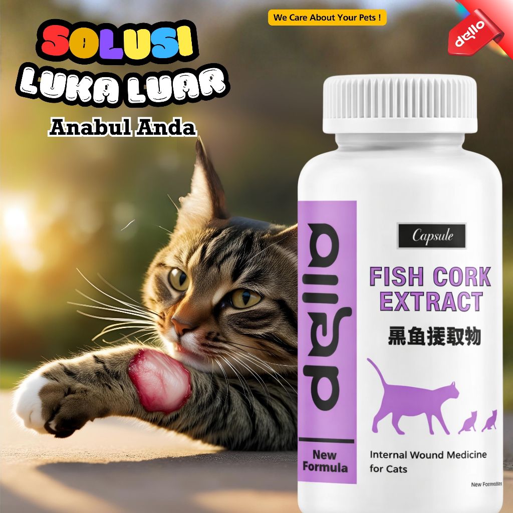 Ekstrak Ikan Gabus Kutuk Vitamin Penambah Nafsu Makan Kucing & Penyembuh Luka Per Kapsul DELLO FOR C