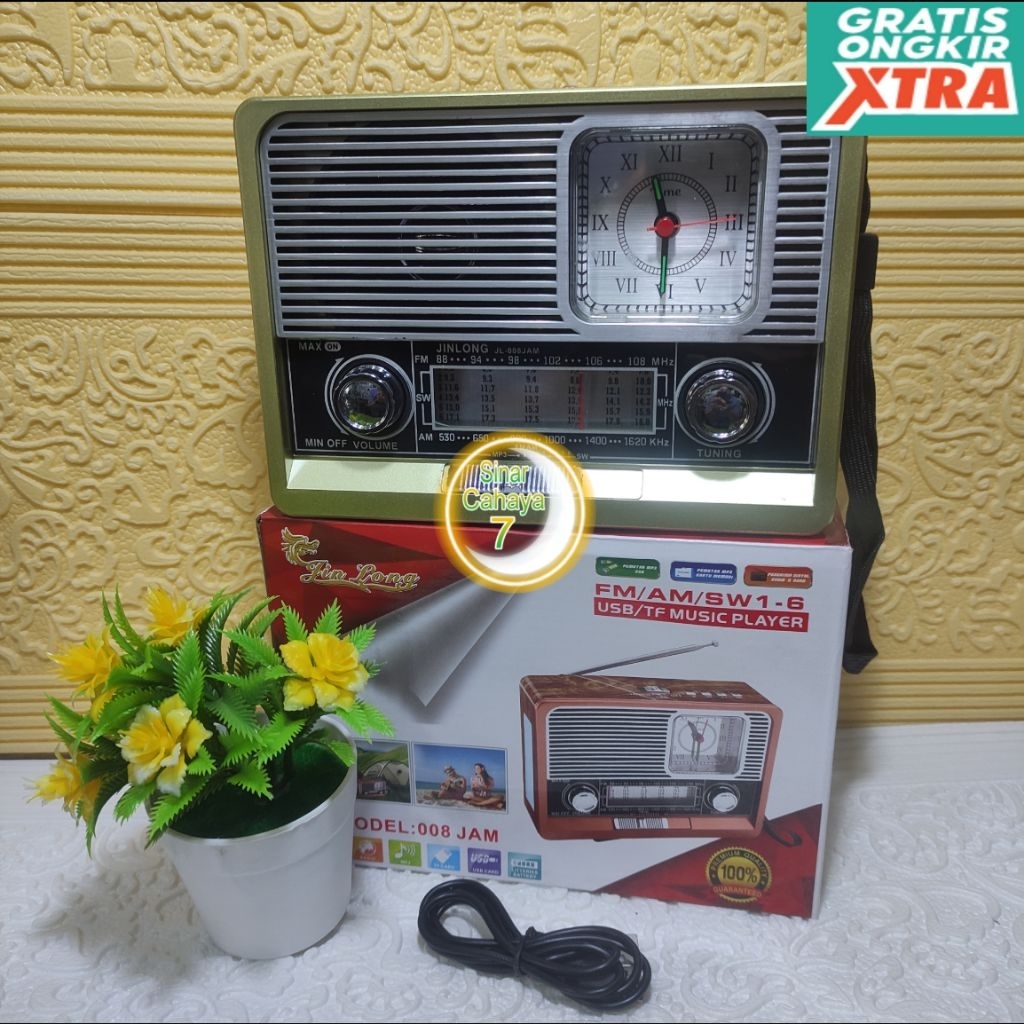 Radio JINLONG bt/usb/memory/radio/jam/lampuled