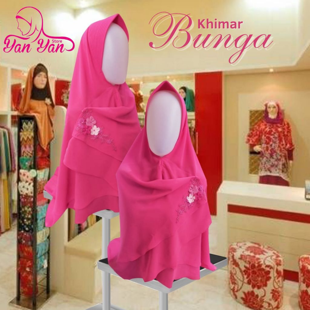 Khimar Bunga Hijab Sekali Slup Ceruty Babydoll Premium Pad Busa Lentur Simpel Elegan Mudah Dipakai C