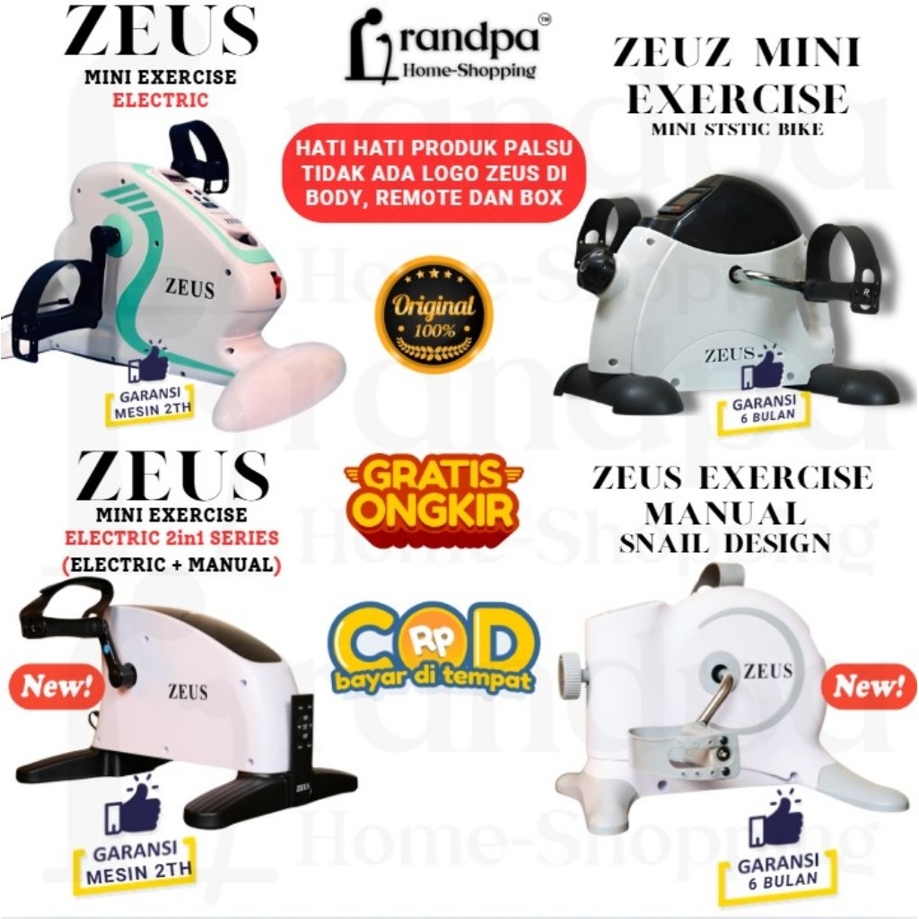 Original Zeus Mini Bike Elektrik Manual Sepeda Statis Alat Terapi Stroke Sepeda terapi Olahraga