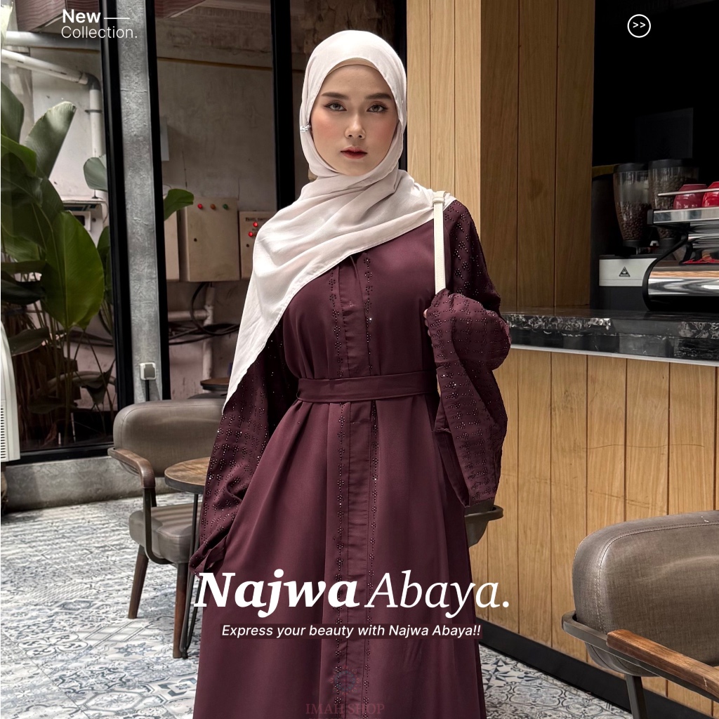 Imah Shop Abaya Hitam Turkey Najwa Gamis Syari Muslimah Bahan Jetblack Pasti Ori