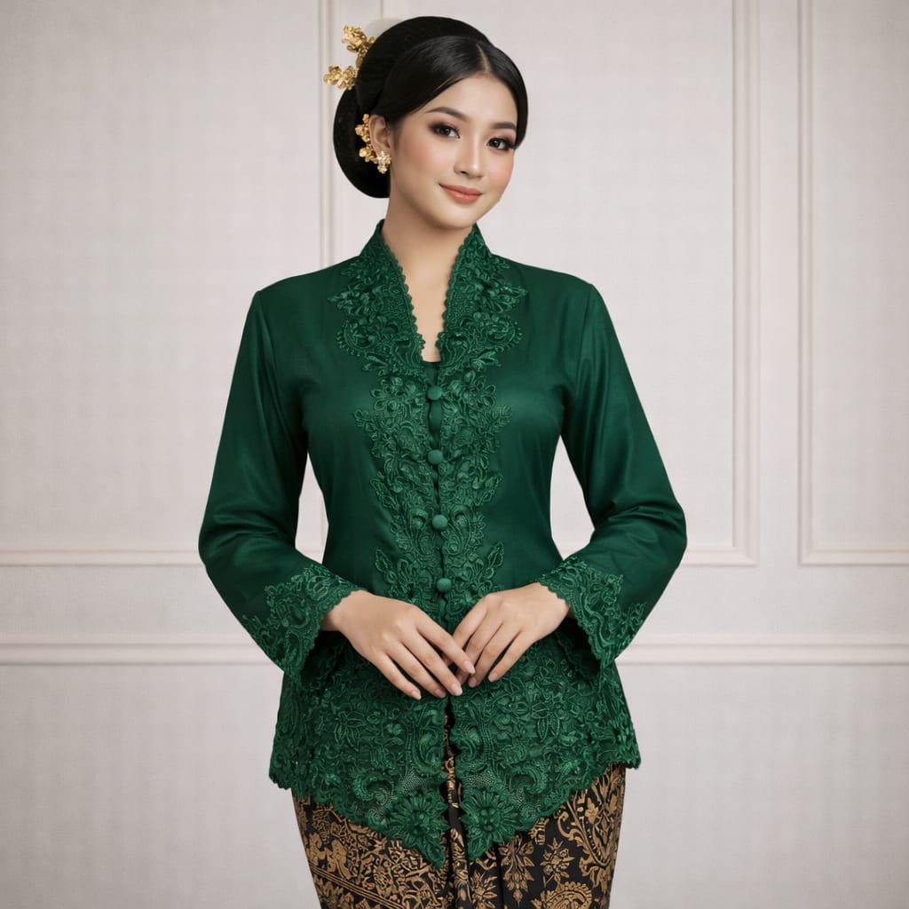 Kebaya Bordir Hijau Botol 668