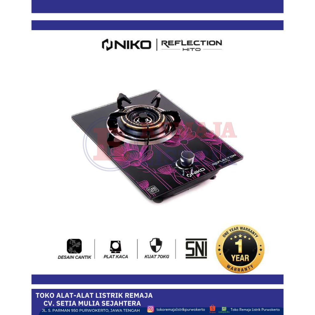 KOMPOR GAS 1 TUNGKU TANAM KACA REFLECTION HITO SAKURA NIKO