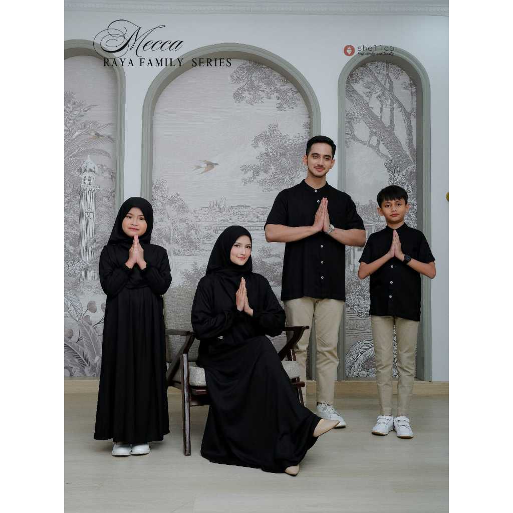 Set Family Dewasa Keluarga Mecca Series - Po Sarimbit Mecca Couple Dewasa Muslim Lebaran PolosBlack 