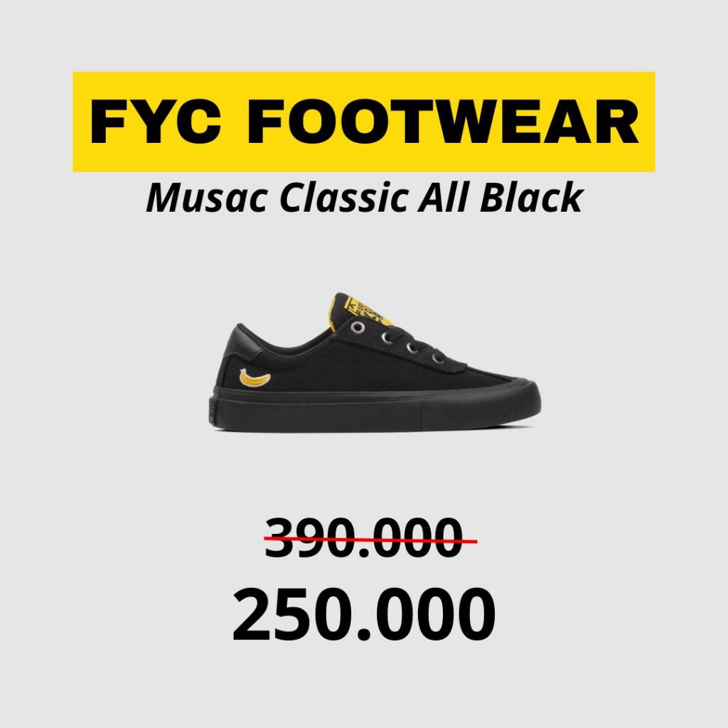 FYC FOOTWEAR - MUSAC CLASSIC ALL BLACK YOUTH | SEPATU ANAK | SEPATU VULCANIZED