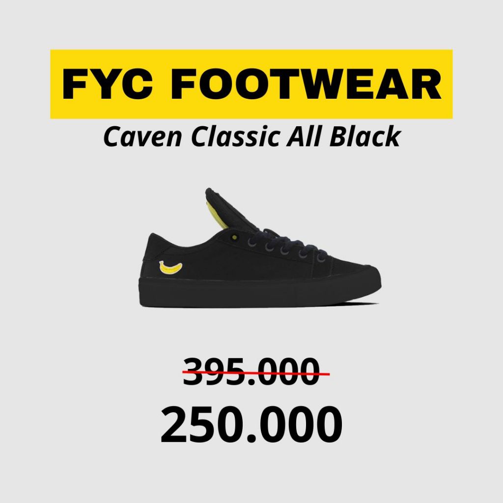 FYC FOOTWEAR - CAVEN CLASSIC ALL BLACK YOUTH | SEPATU ANAK | SEPATU VULCANIZED