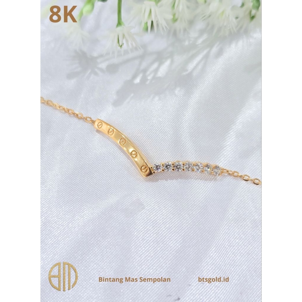 Gelang Rante Aurel Permata Hollo Emas Asli
