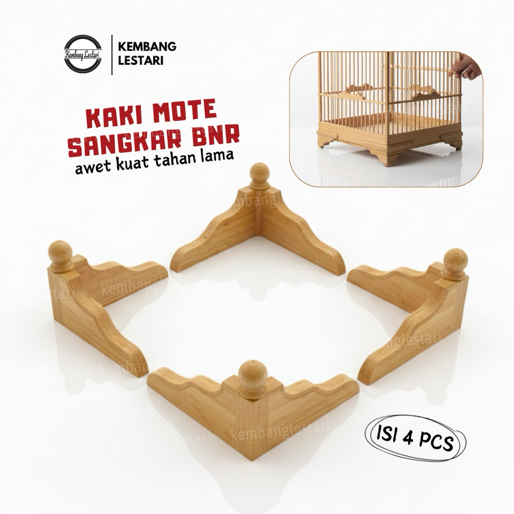 Kaki Sangkar Mote Kayu Jati 1sett Untuk Kaki Kandang Kotak Kacer Kenari