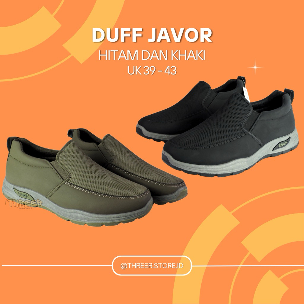 Sepatu Casual Slip On DUFF JAVOR HITAM Original 100%