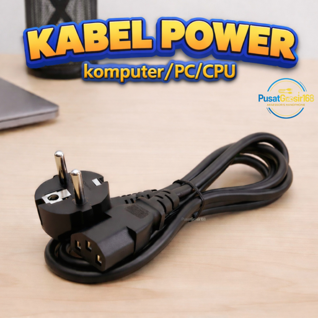 Kabel Power PC Komputer 1 Meter Kabel Power Monitor Komputer Kabel CPU/PC Kualitas Bagus Bahan Tebal