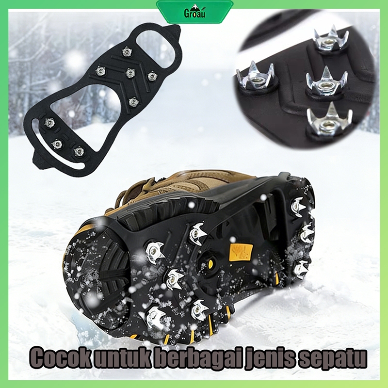 2Pcs Alas Sepatu Anti Slip 8 Gigi Alas Sepatu Mendaki Bikin Kamu Jalan Kayak Di Tanah Datar Di Segal