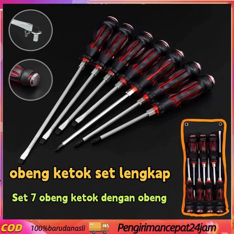 Obeng Ketok Set 6 Pcs Screwdriver Obeng Set Plus Minus / Obeng Ketok