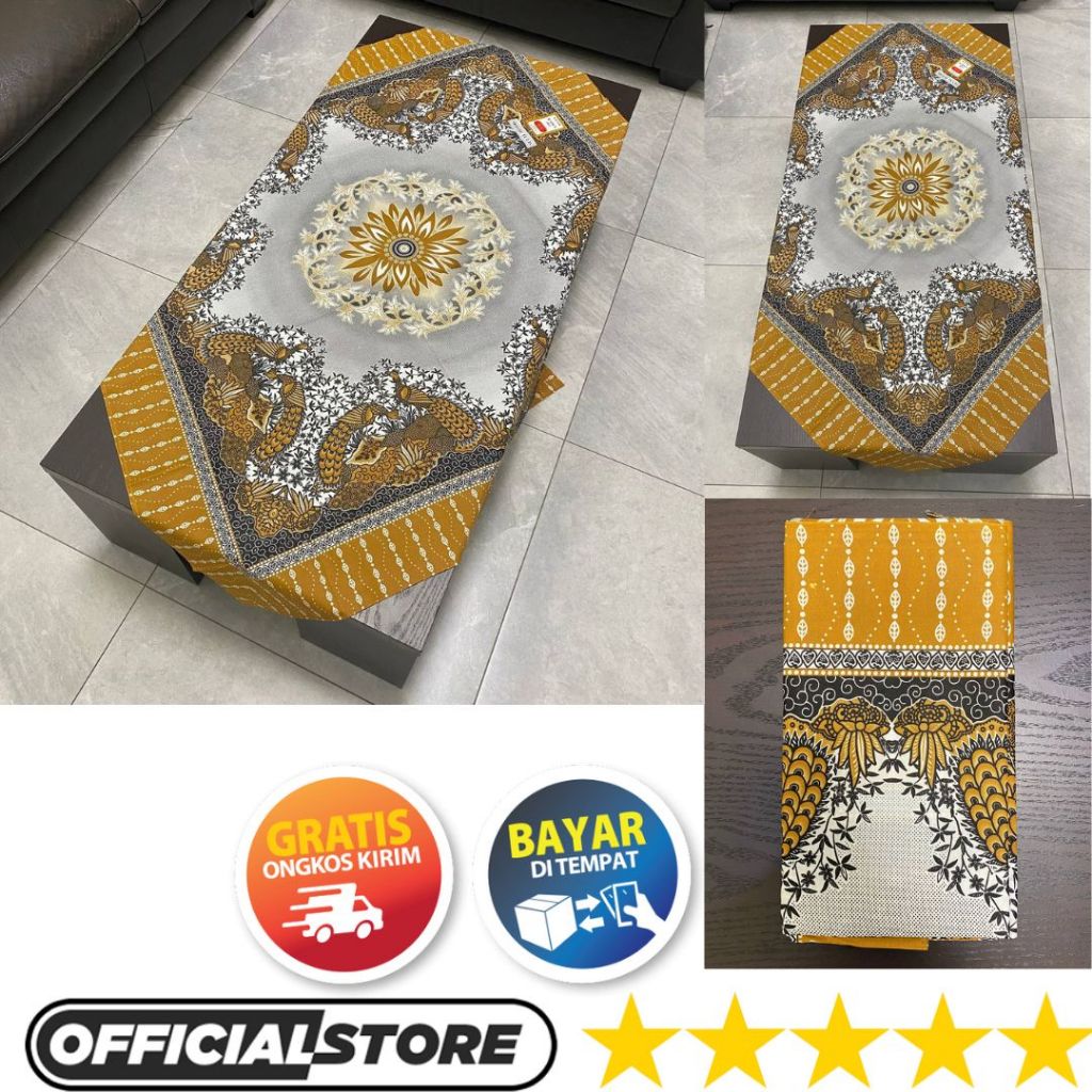 Taplak Meja Tamu Set Persegi Panjang Bahan Poliester Ukuran 110 x 105 Minimalis Modern Motif Batik T