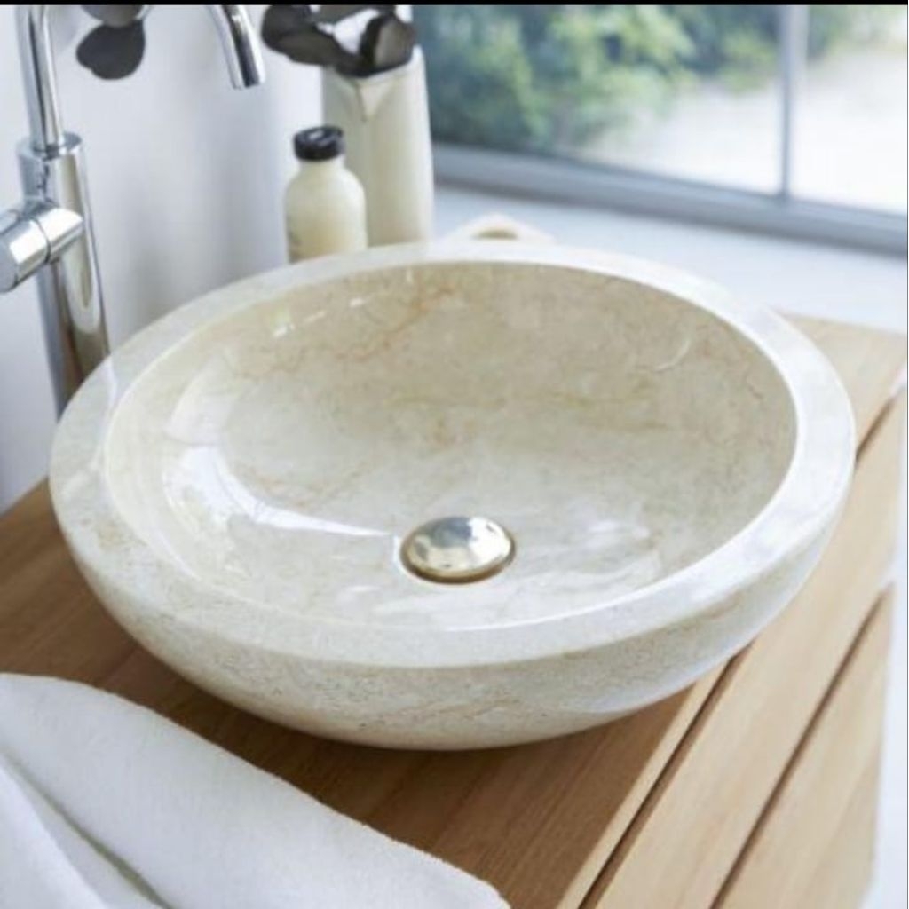 Wastafel Bulat Marmer d35 cm