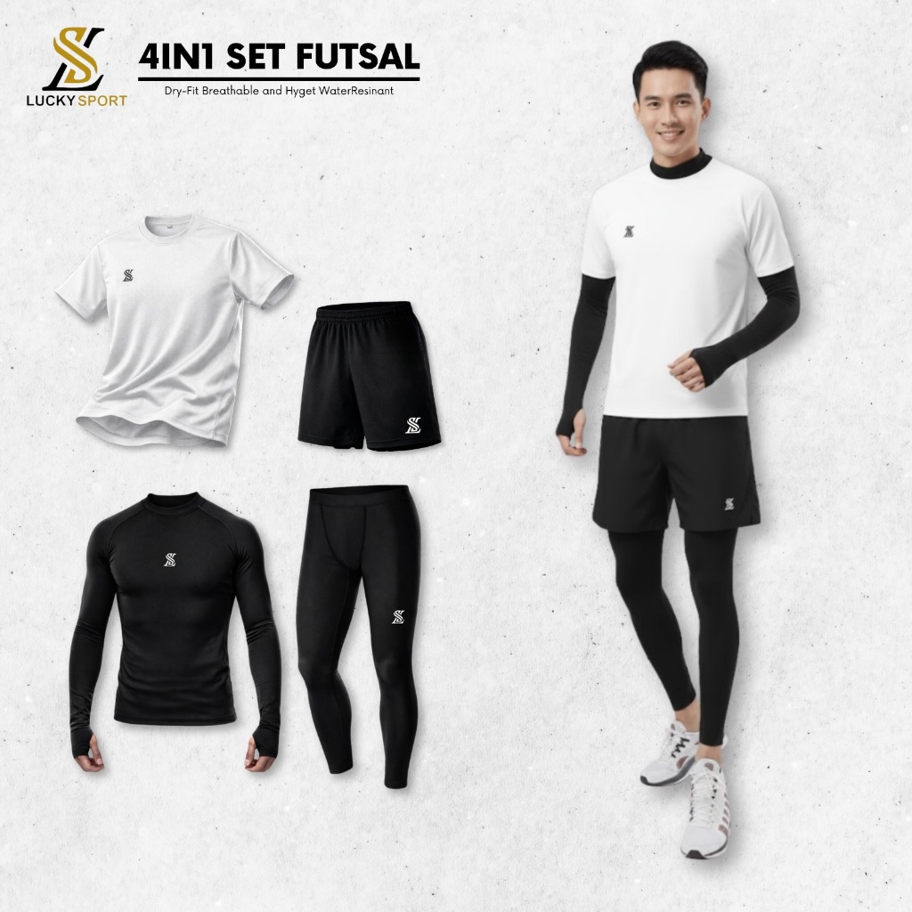 1 Set Pakaian Baselayer Manset & Celana Pria Compression Sports Running Gym Outdoor