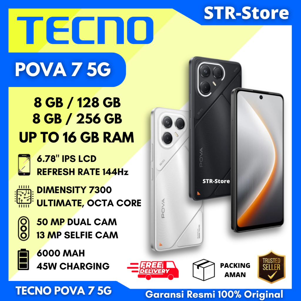 TECNO POVA 7 5G 8/256 GB GARANSI RESMI TECNO POVA 7 5G 8/128 GB POVA 7 5G NFC  - TECNO POVA 7 5G