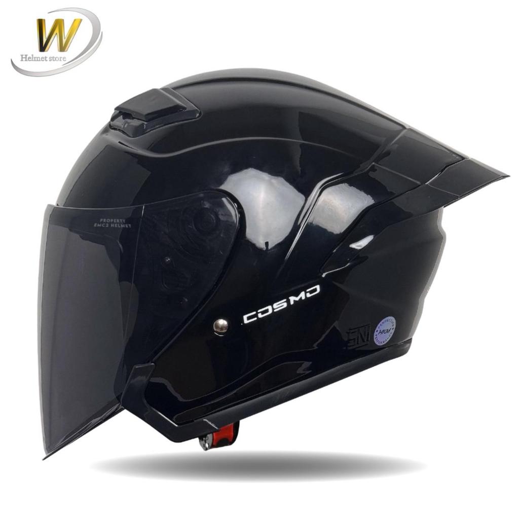 Helm Half Face MLA COSMO GTR COSMO HKM CSOMO Hitam Glosy SNI  ORIGINAL