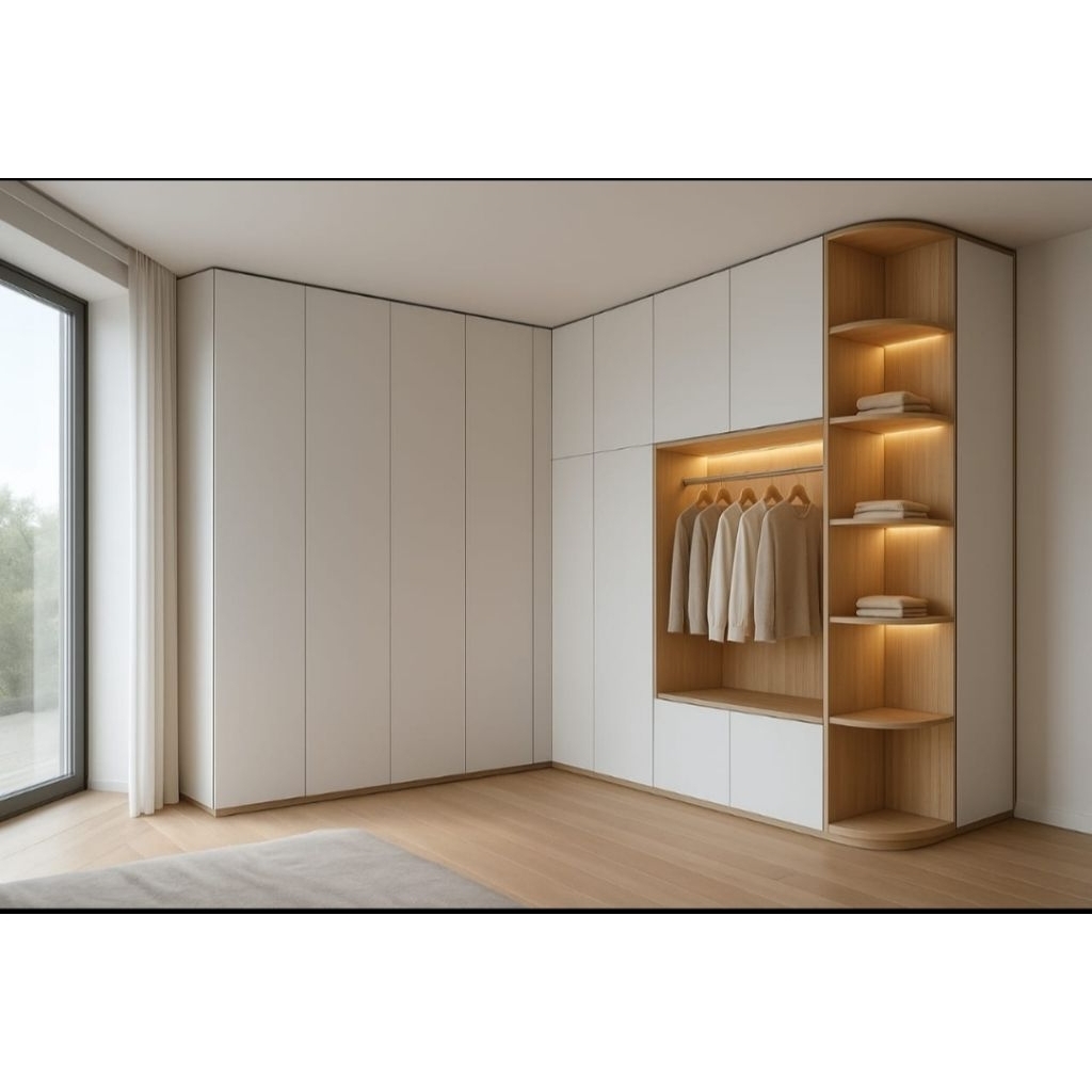 lemari pakaian custom,bahan multiplek finishing hpl taco