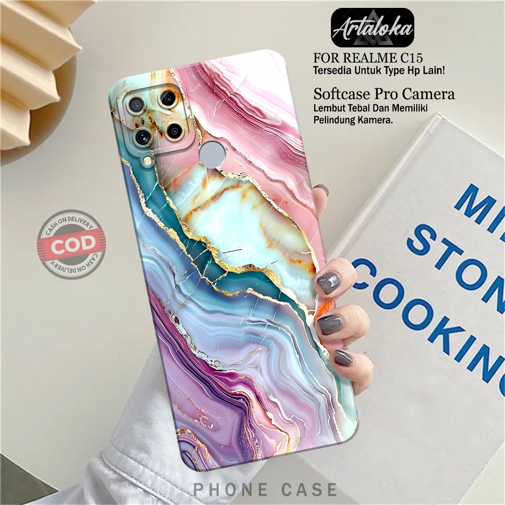 Softcase Hp Realme C15 Fashion Case Abstrak Case Realme C15 Silikon TPU Pro Camera Casing Realme C15