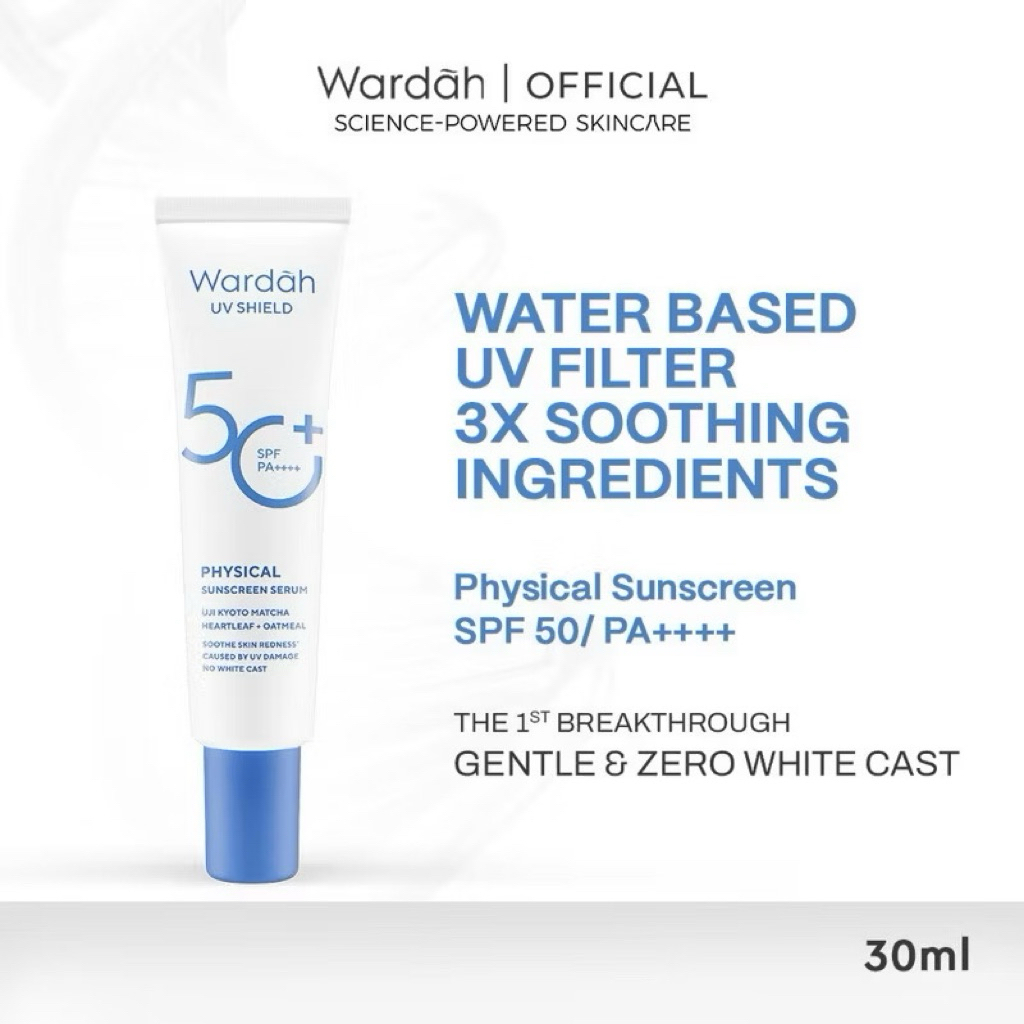 WARDAH UV Shield Tone Up / Physical Suncreen Serum SPF 50 [30ml]