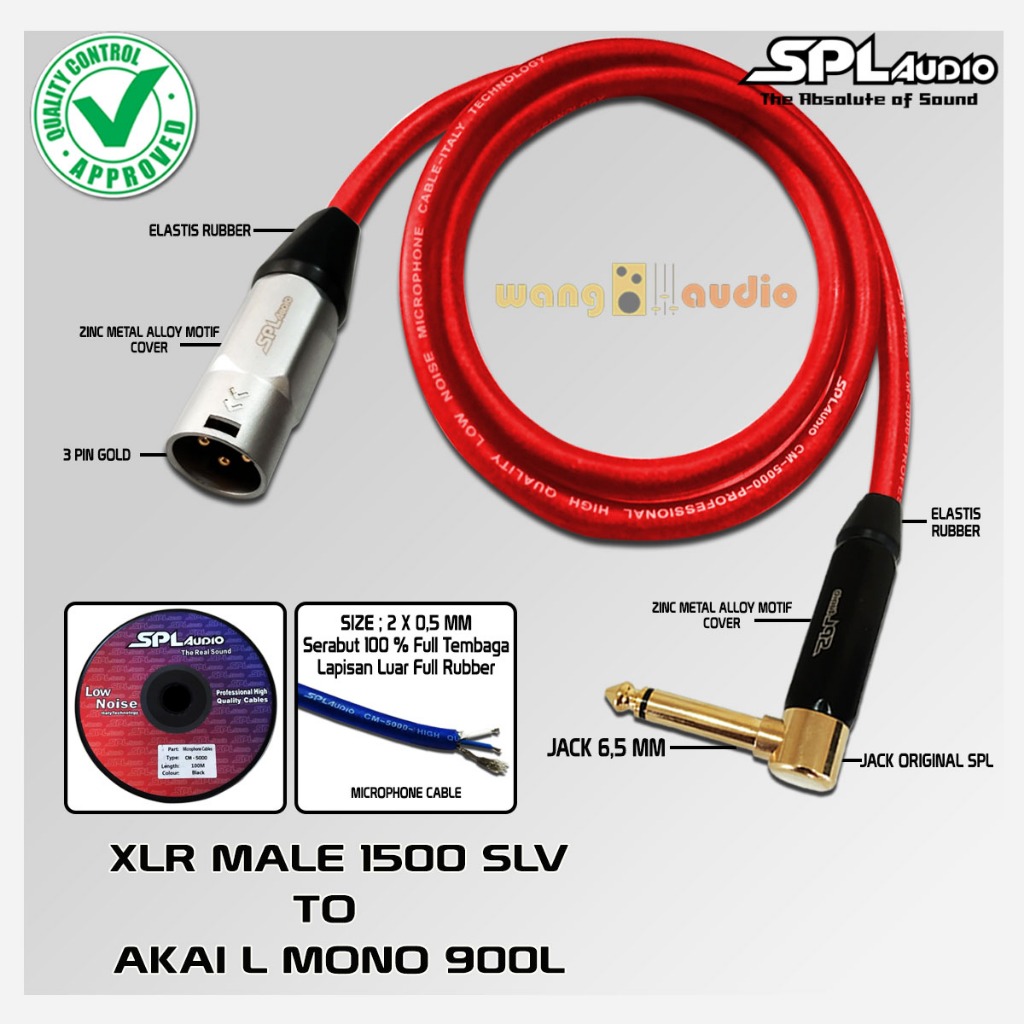 SPL AUDIO CM-5000 - Kabel audio / kabel sound Akai L Mono 900L to XLR Male 1500 SLV SPL AUDIO - JUAN