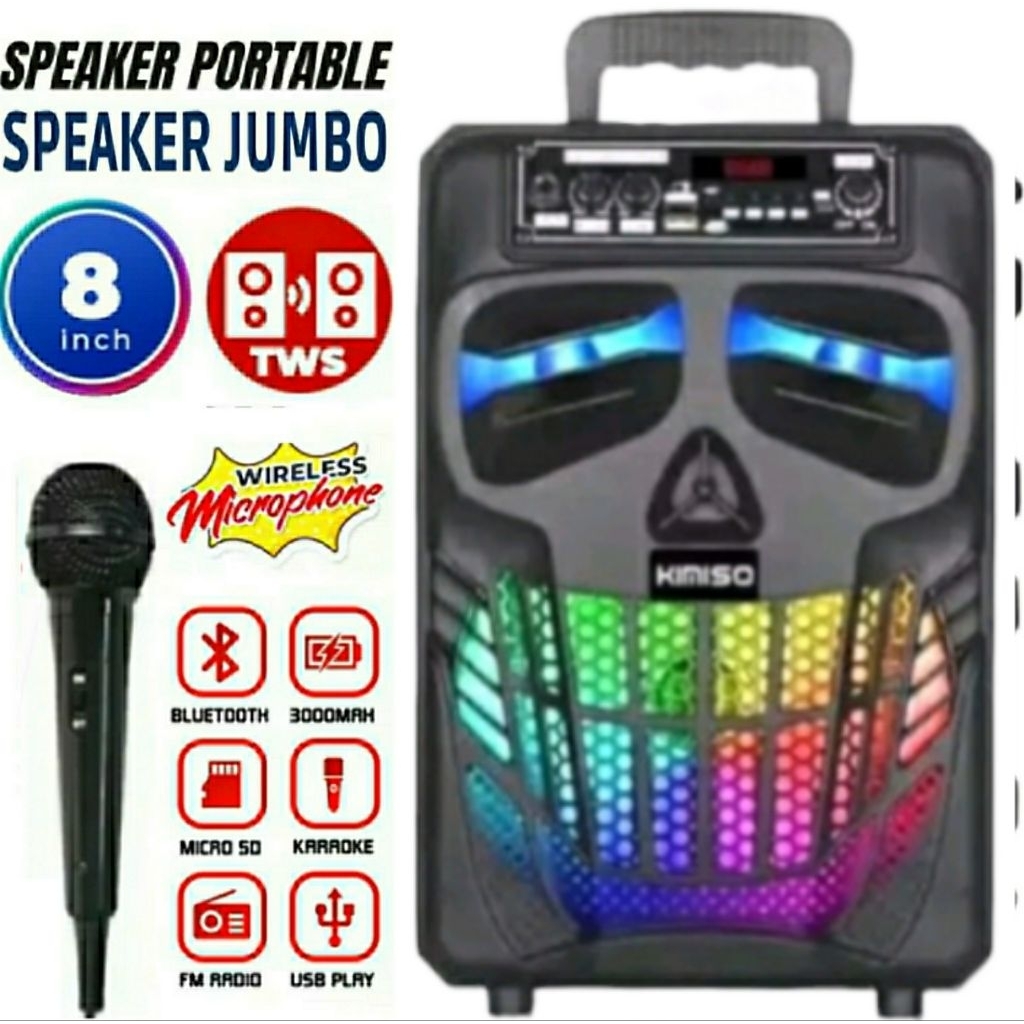 Speaker Bluetooth Karaoke Free Mic Dan Remot Control Ukuran Besar 8,5Inchi QS7801/ Salon Aktif Porta