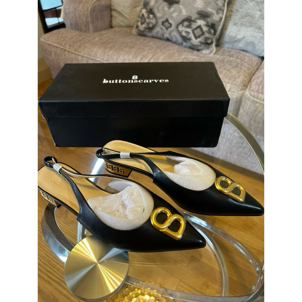 Buttonscarves Milly Slingback Shoes - Caviar