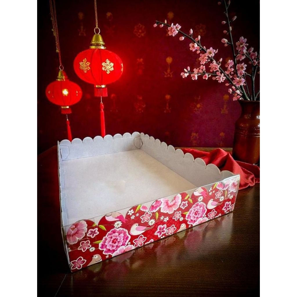 WAVY FLOWER - box nampan tutup mika packaging kue jajanan pasar kotak dus hampers imlek sincia 34x24