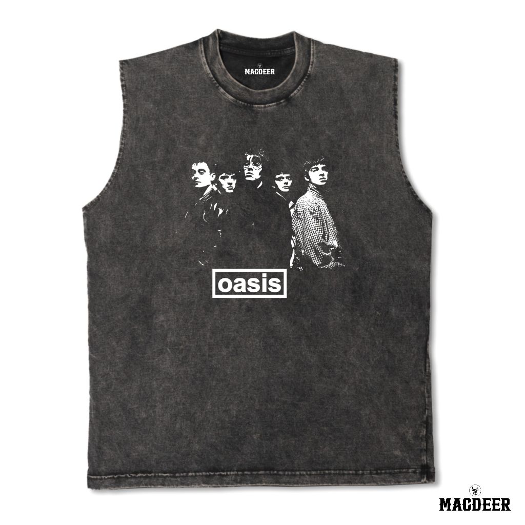 MACDEER Kaos Singlet Oversize Band Oasis Washed Sleeveless Oversize Premium OASIS 1-8