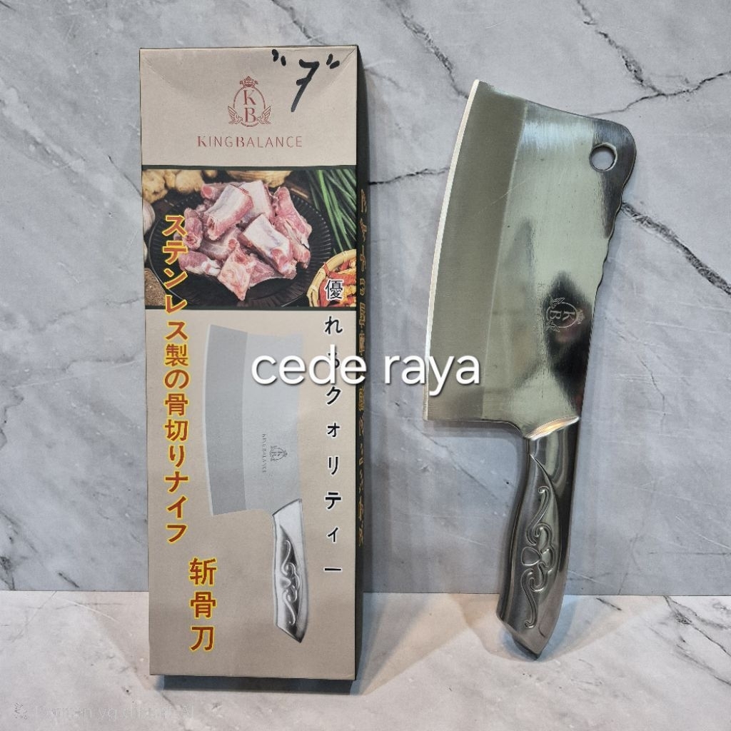 pisau daging / parang tulang baja stainless king balance 7"