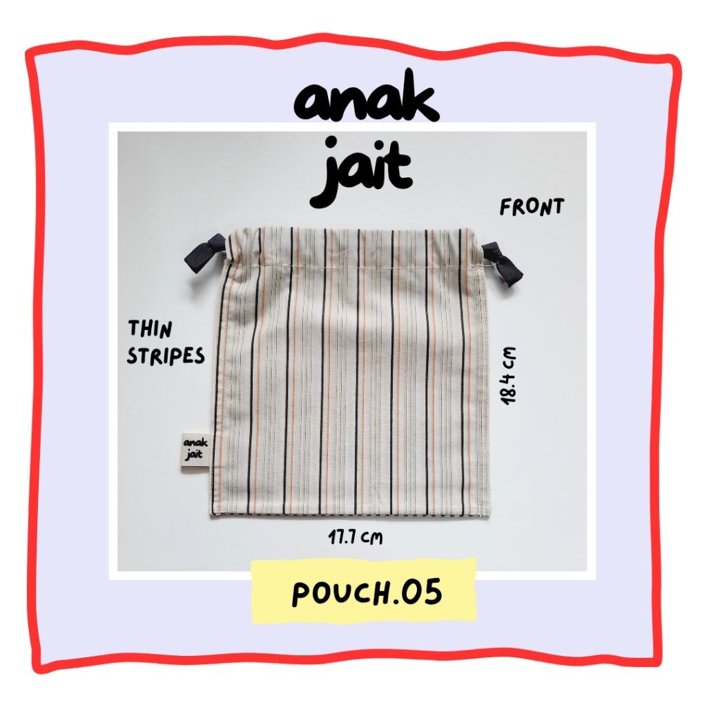 Pouch Serut / Flat Pouch /Pouch Serut Serbaguna /Kantong Serut /Kantong Serut Garis / Pouch Serut Mo