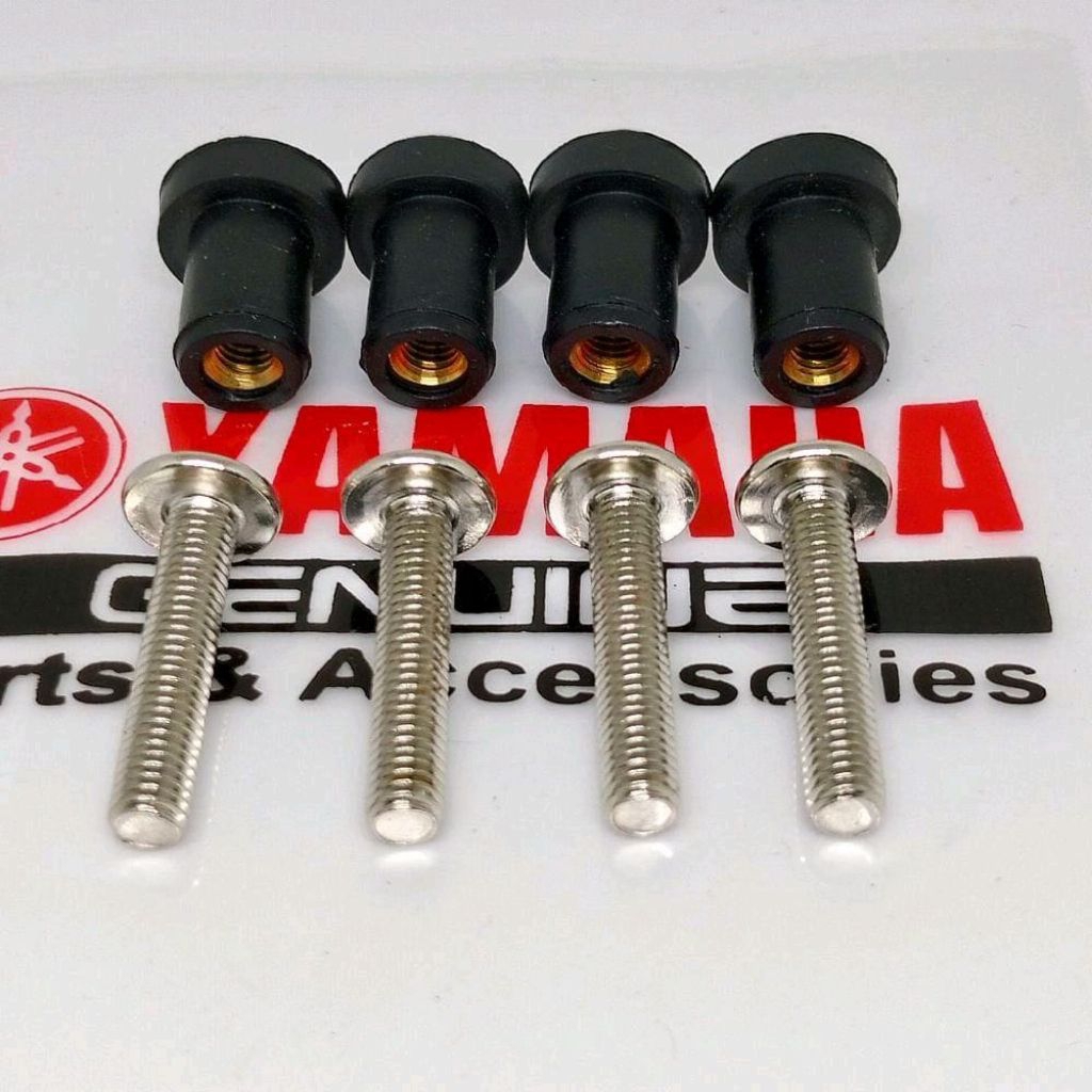 Baut Mur Visor Baut Stainless & Mur Karet Visor Yamaha Nmax Old/Nmax New/Lexi/Aerox/Xride dll