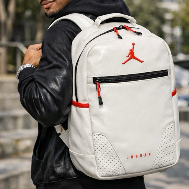 BACKPACK JORDAN RETRO KULIT PUTIH || TAS RANSEL WATERPROFF