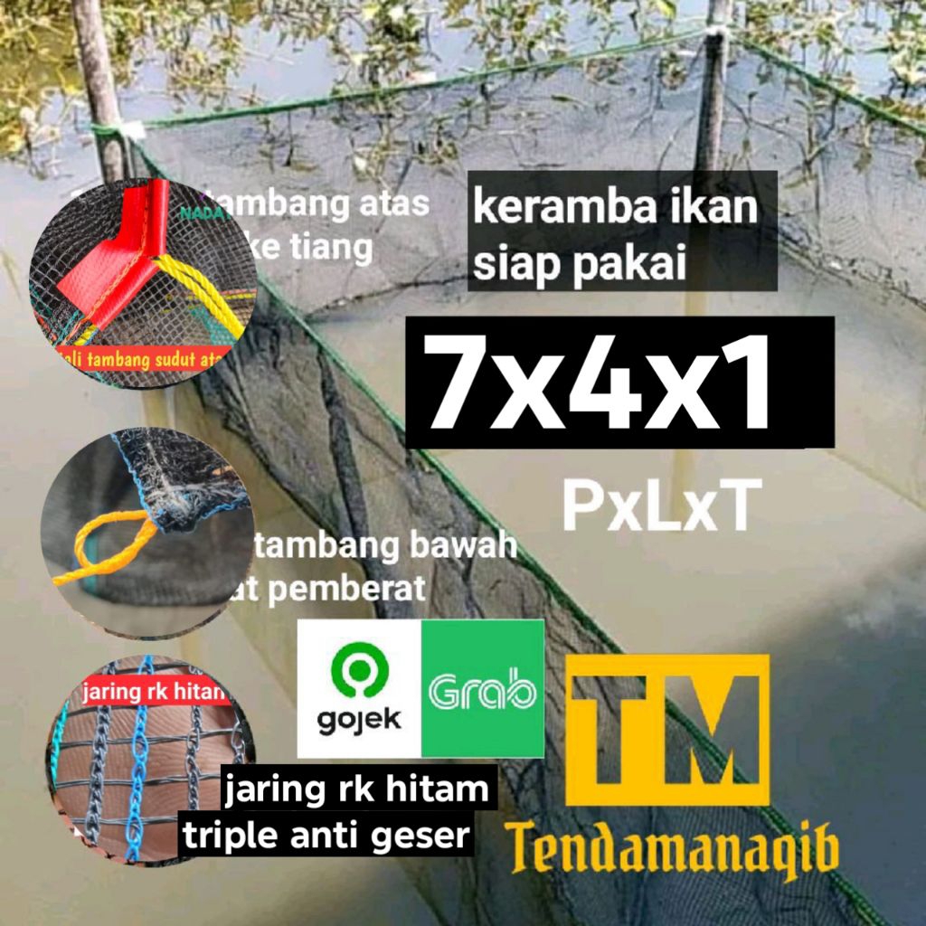 hapa keramba ikan 7x4x1 6,5x4x1 jaring rk anti geser keramba apung