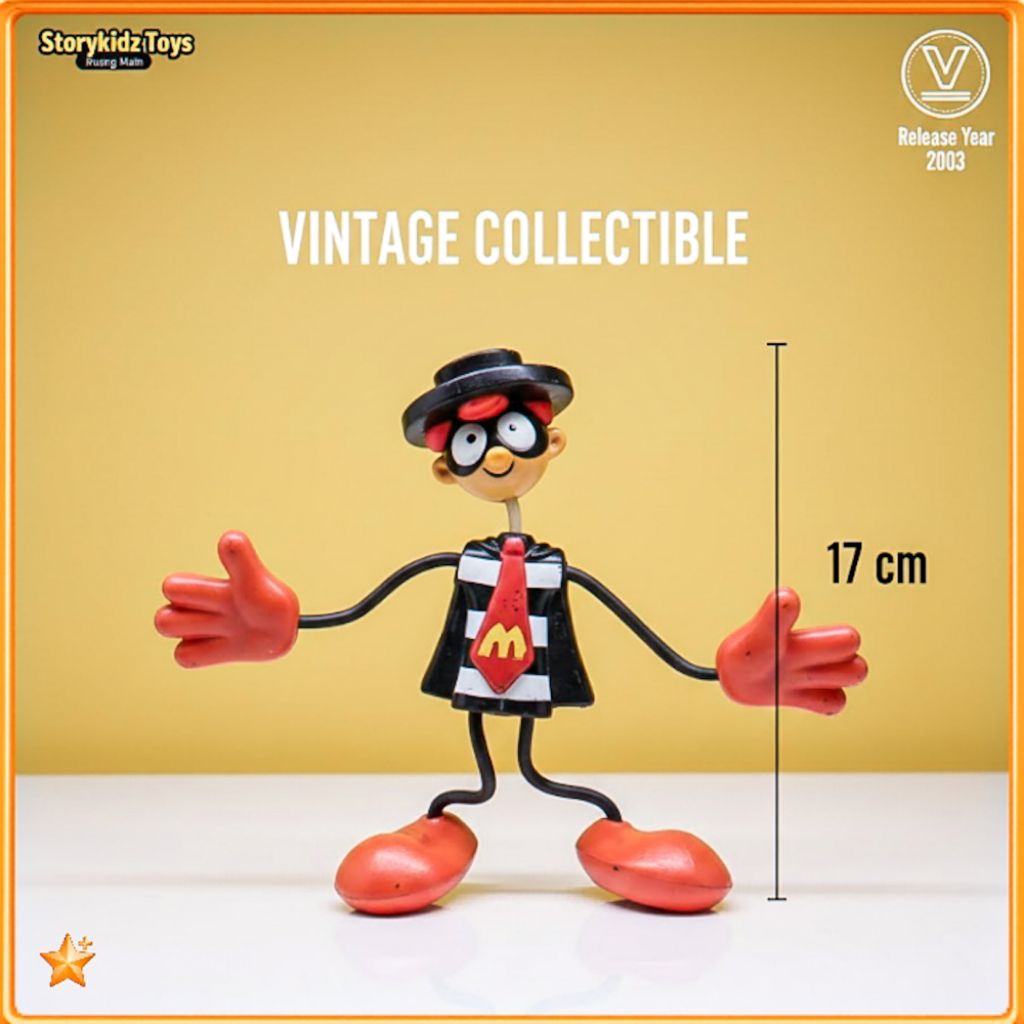 Mainan Jadul McDonalds Hamburglar Vintage 2003 Koleksi Happy Meal Rare Action Figure McD Retro